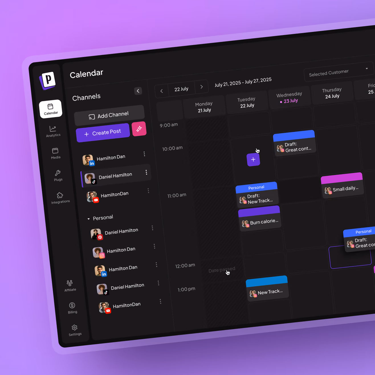 Postiz interface detail